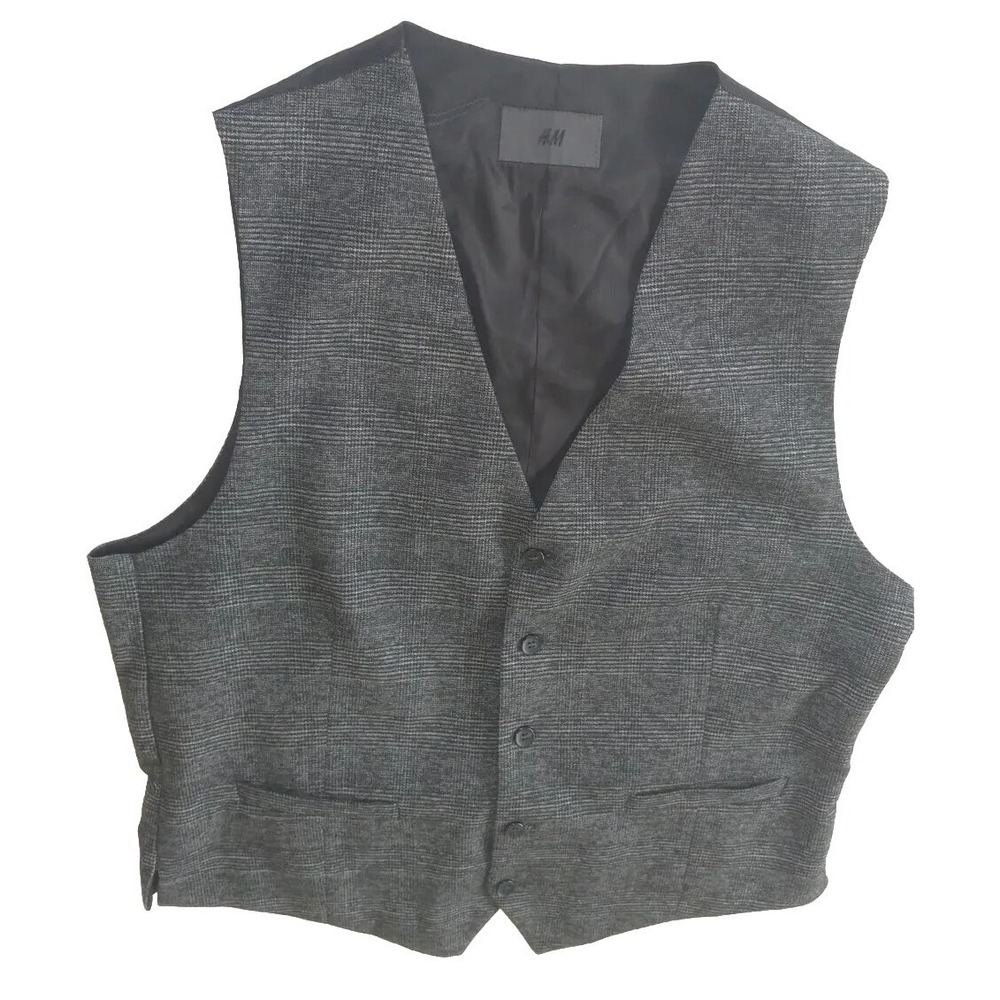 HM Men's working Suits Vest Size 46R Polyester Black polyester / Viscose Spandex